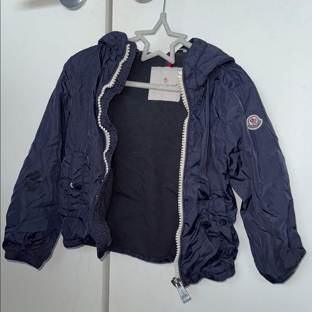 Moncler Blue Puffer Jacket with Hood and Quilted Design